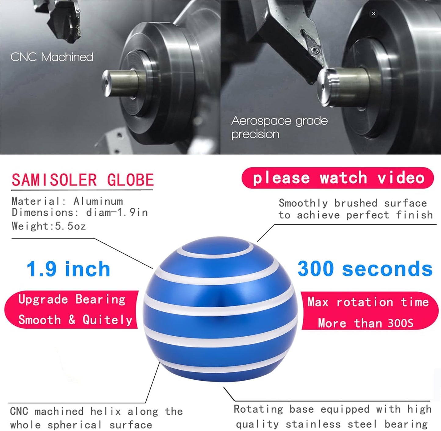 Desk-Fidget-Kinetic-Toys Cool-Gadgets: Cool-Stuff Thing Game Toy for Adult Teen Children Kid, Optical-Illusion Stress Relief Gifts for Man Women Home Office School Christmas Spinning Up 300 Seconds