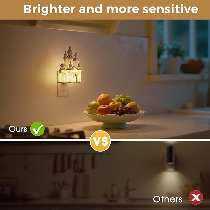 L LOHAS LED 3D Castle Night Lights Plug into Wall, Night Light for Kids, Built-in Dusk to Dawn Sensor, Dimmable Night Light for Kids Room Bedroom Bathroom Hallway, 3000K Soft White