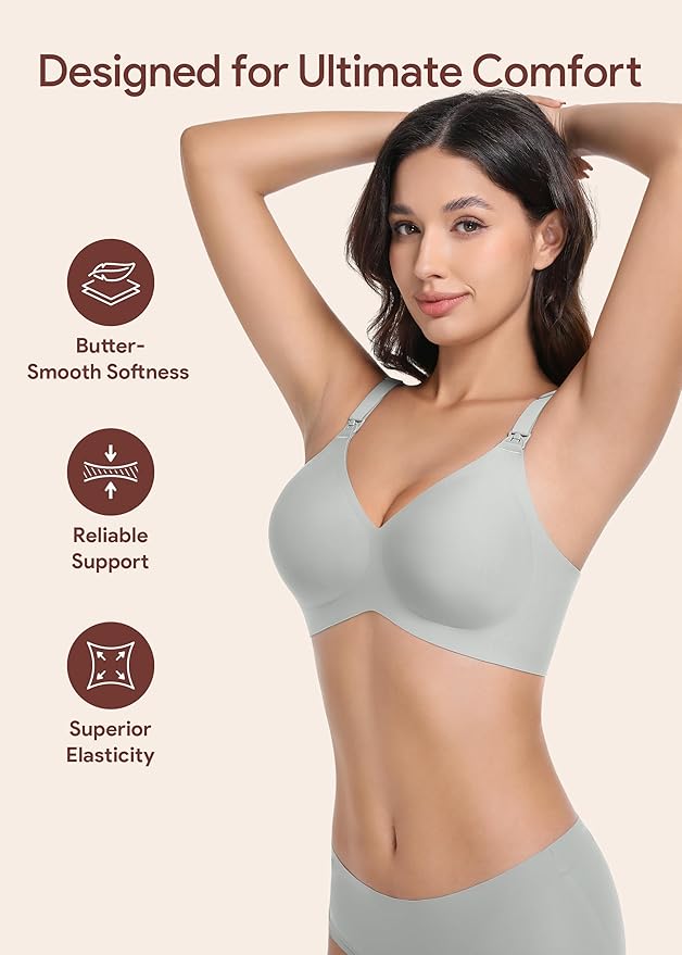 Maternity Nursing Bras Wireless Seamless Ultra-Soft Comfort for Breastfeeding Pregnancy Easy One-Handed Access Sleep Bra