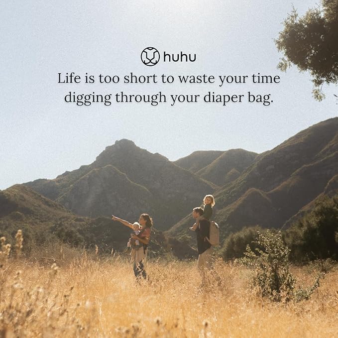 Huhu Diaper Bag Backpack – Baby Bag for Moms & Dads – Water-Resistant, Unisex Travel Kit for New Parents – Includes Changing Pad and 2 Organizer Pouches (Daybreak Taupe)