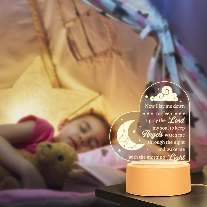 Baptism Gifts for Girl Boy, Nursery Decor Night Light Gifts for Bedtime Prayer, Baby Christening Gifts for Boys Girls, Dedication Gifts Baptismal Gifts Birthday Gifts for Kids, Baptism Decorations