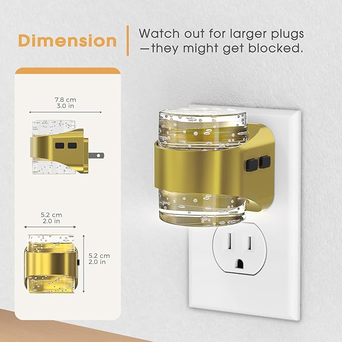 Briignite Night Light 2 Pack, Dimmable Night Lights Plug Into Wall with Bubble Design 3000K/4000K/5000K & 3 Brightness Levels for Baby Nursery Hallway Bathroom Kids Room, 3CCT