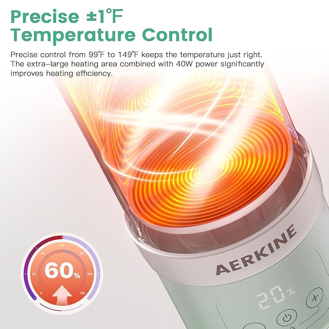 Portable Milk Warmer for Travel - The Portable Bottle Warmer On The Go with 16.9 Ounces Large Capacity and 10000mAh Long Battery Life, Meet All Your Baby Travel Essentials Needs(Green)