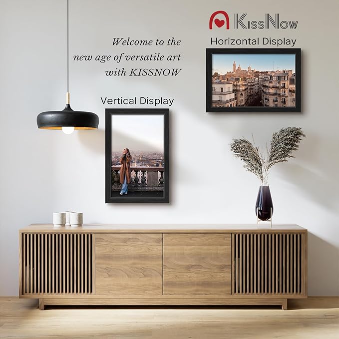 11x17 Picture Frame 2 Pack, Textured Black Solid Wood, Wall Gallery Poster Frame