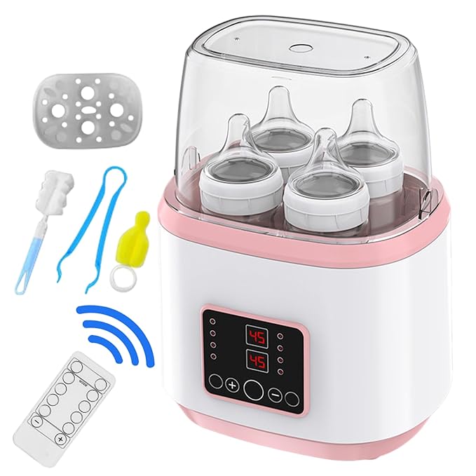 Bottle Warmer, Baby Bottle Warmer ＆ Steriliser Temperature Adjustable Portable Remote Control Baby Food Heater with LCD Display for Breastmilk or Formula, Style 2