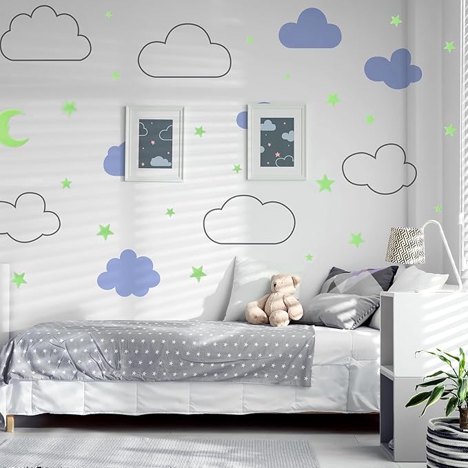 Glow in The Dark Stars for Ceiling - 205PCS Stars & 1 Moon for Kids Bedroom, Baby Room Nursery - Safe, Removable & Reusable