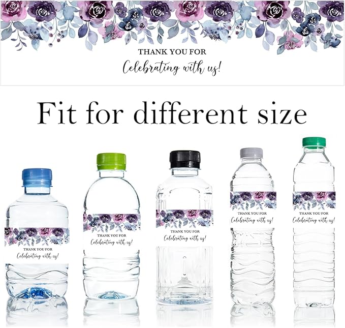 100PCS Wedding Water Bottle Labels Waterproof Greenery Floral Wraps Sticker for Water Bottle Baby Shower Bottle Label for Bridal Shower Party Thanks A12