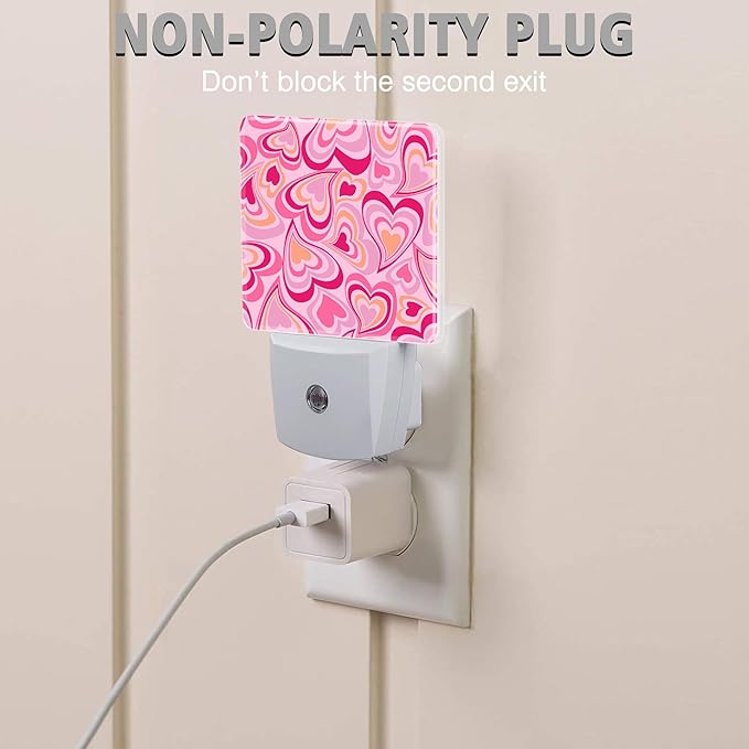 Love Heart Night Light Plug into Wall with Dusk to Dawn Light Sensors Valentine's Day Night Light LED Lamp for Bedroom Hallway Home Wall Decor Nightlight for Girls Boys Men Women