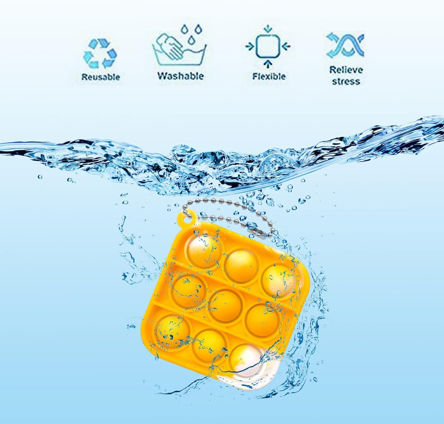 40Pcs Pop PushKeychain Fidget Toys, Pop its Toys Hand Playset,Fidget Toys Sets with Keychain Office Desk Toy for Kids Adults