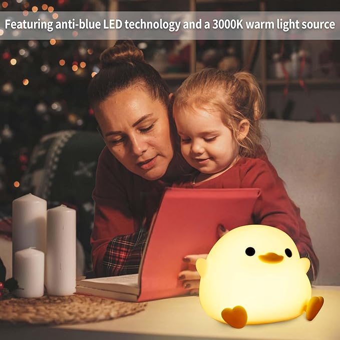 Dodo Duck Night Light, Cute Silicone Squishy LED Duck Lamp, Dimmable Nursery Nightlight, Rechargeable Bedside Table Lamp with Touch Sensor, Gifts for Bedrooms,Living Room,Breastfeeding