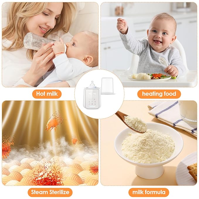 Bottle Warmer, 8-in-1 Fast Baby Milk Warmer with Timer, Smart Temperature Control, Water Bath Technology, Automatic Shut-Off, Bottle Warmers for All Bottles with Thaw Sterilizing Keep Warm