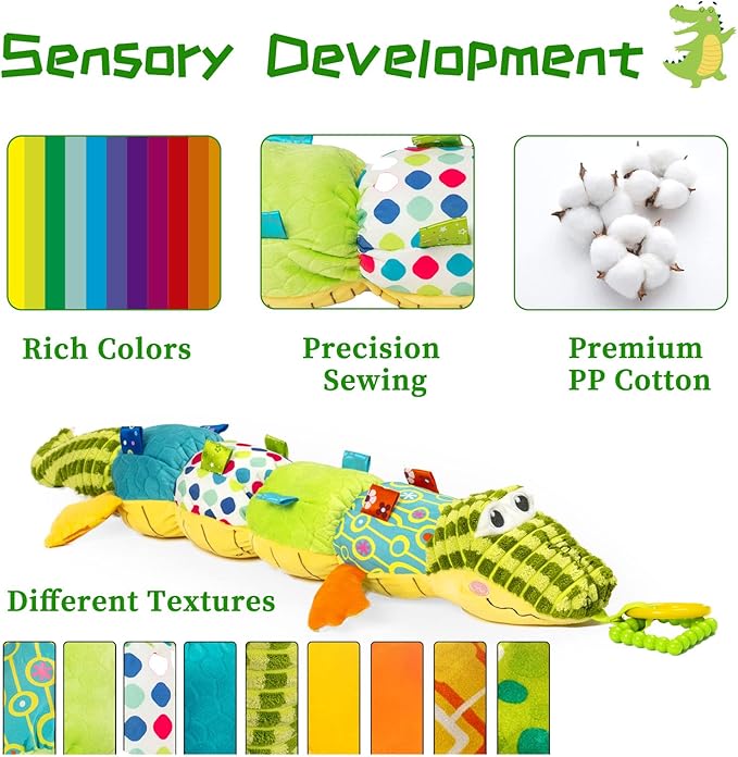 Jollybaby Baby Toys, Tummy Time Baby Toys with Rattles, Crinkle, Newborn Baby Musical Toys for Infant 0 3 6 9 12 Months Boys & Girls-Alligator