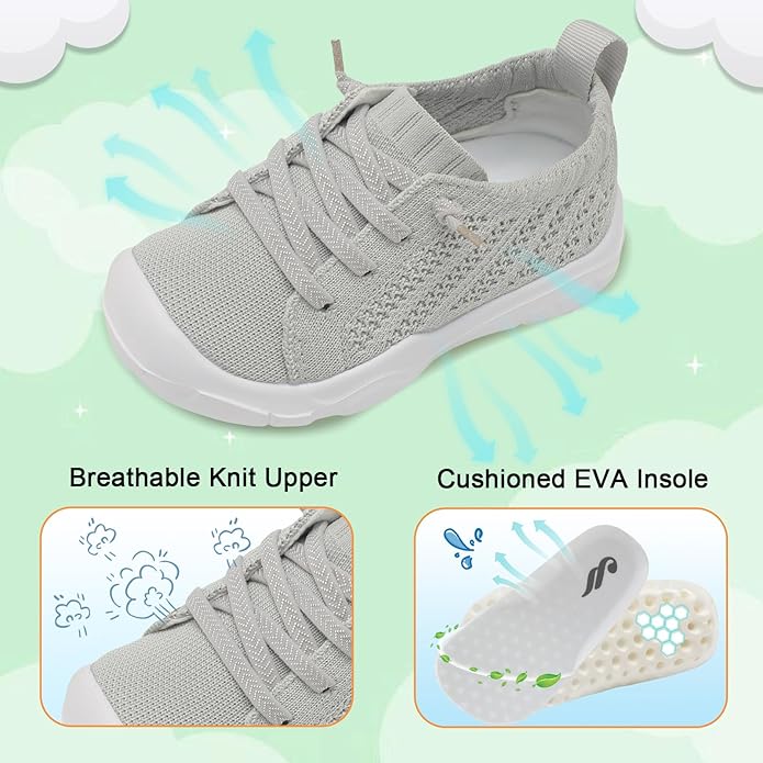 JIASUQI Toddler Shoes for Boys Girls Slip on Sneakers Wide Toe Walking Shoes Toddler Sock Shoes