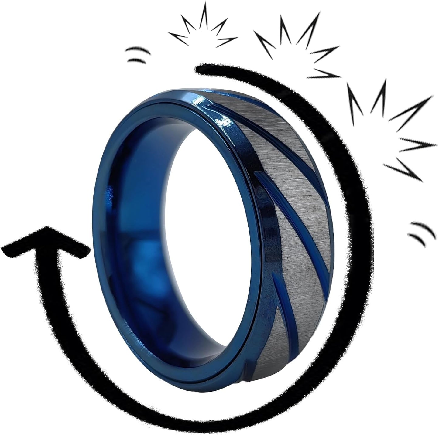 EDC Fidget Slider Fidget Toy Adult Stress Relief Metal Ratchet Ring Jewelry ADHD Recreational Fidget Toy Tactile Coin (Blue, 7)