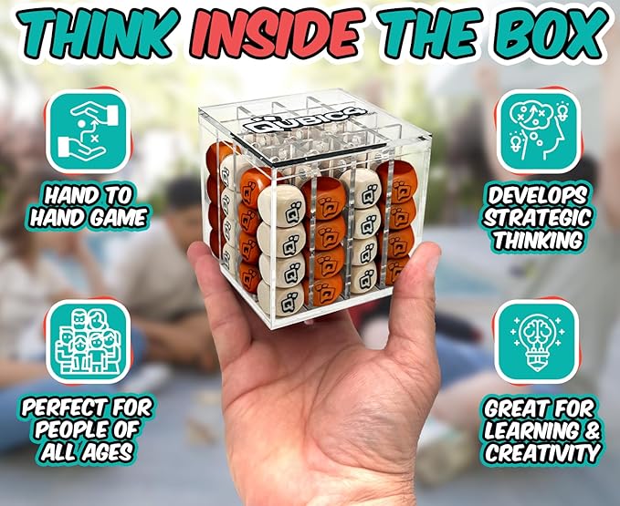 , a Unique 4 in A Row Game, 3D Strategy Board Game for Critical Thinking. The Classic Grid Game in a Sleek Acrylic Cube. Superbly Designed Wooden Cubes. Tactical Game Play for All Ages