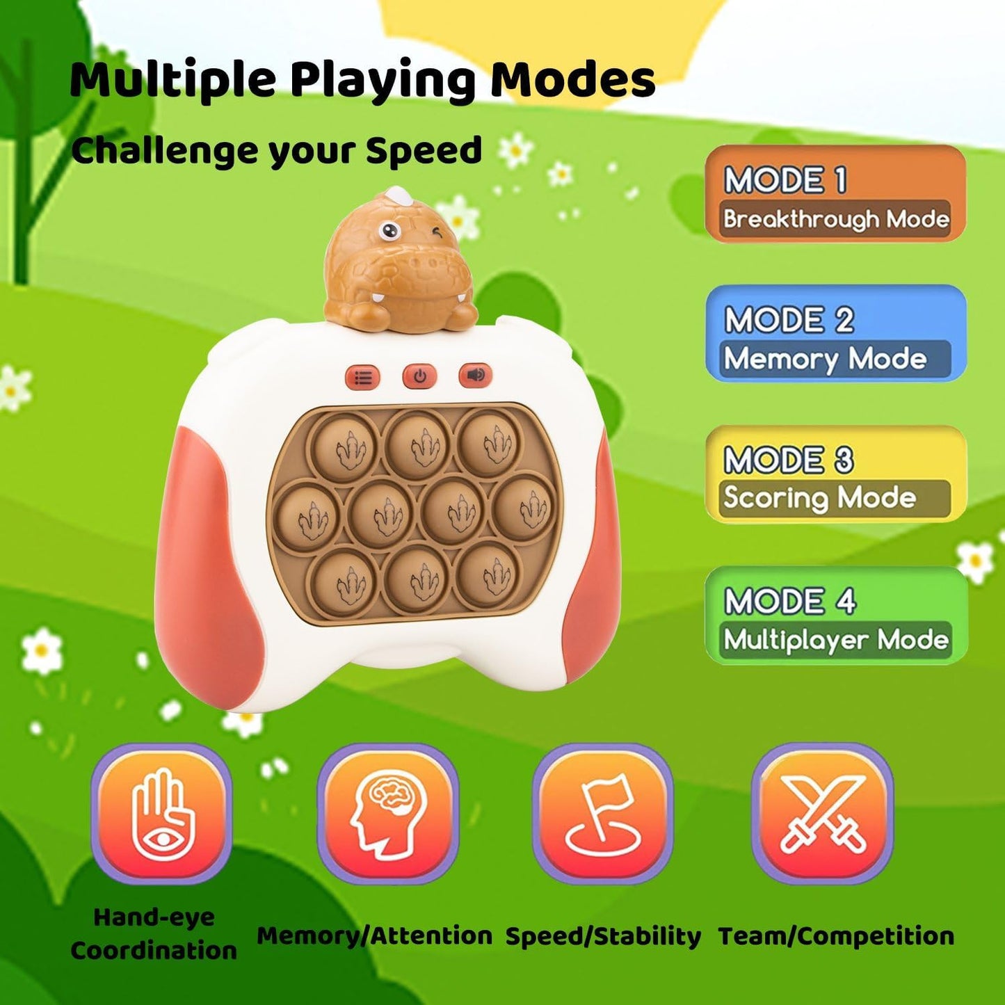 Fast Quick Push Bubble Pop Fidget Toy, Electronic Light Up Game Console, Cool Birthday Present for 6 7 8 9 10-12 Year Boys and Girls Pop Up Stress Relief Toy, Concentration Speed Puzzle Game for Kids