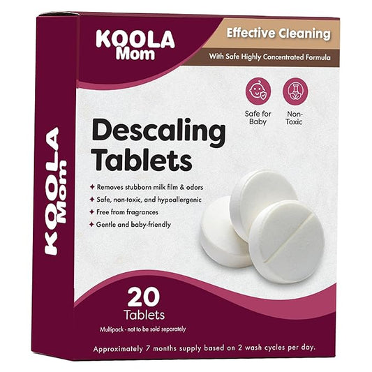 Descaling Tablets for Baby Bottle Washer Sterilizers & Warmers, Compatible with Momcozy & Baby Brezza Removes Stubborn Mineral Scale, Non-Toxic & Baby-Friendly, Extends Product Life 20ct - KOOLA Mom