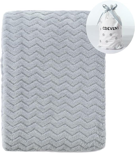 CREVENT 30''X40'' Soft Cozy Warm Baby Blankets for Boys Girls Solid Color - All Season Use - Newborn Essentials (Wave Grey)