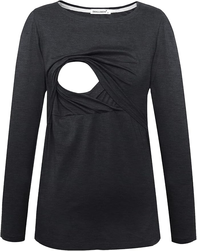 Smallshow Women's Maternity Nursing Tops Comfy Long Sleeve Breastfeeding T-Shirt
