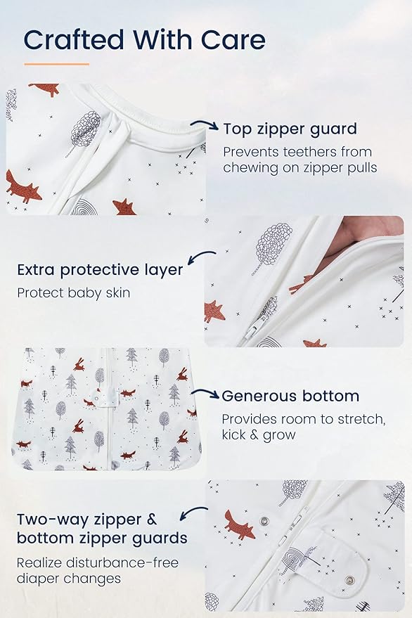 TotAha Light Sleep Sack, Stretchy, Soft, Cozy Wearable Blanket Sleep Bag with 2-Way Safe Zippers for 0-6-12-24 Months 0.5 TOG