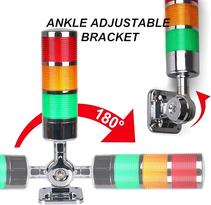 12-24V LED Stack Tower Lights, Industrial Warning Lights, Andon Lights, Column Signal Tower Indicator Lamp Beacon, Continuous/Flashing Light Switchable, 2 Layer (Without Buzzer)