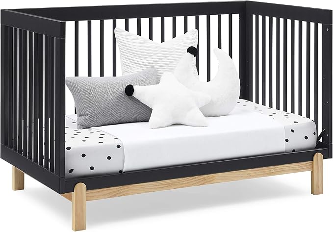 Delta Children Poppy 4-in-1 Convertible Crib, Midnight Grey/Natural