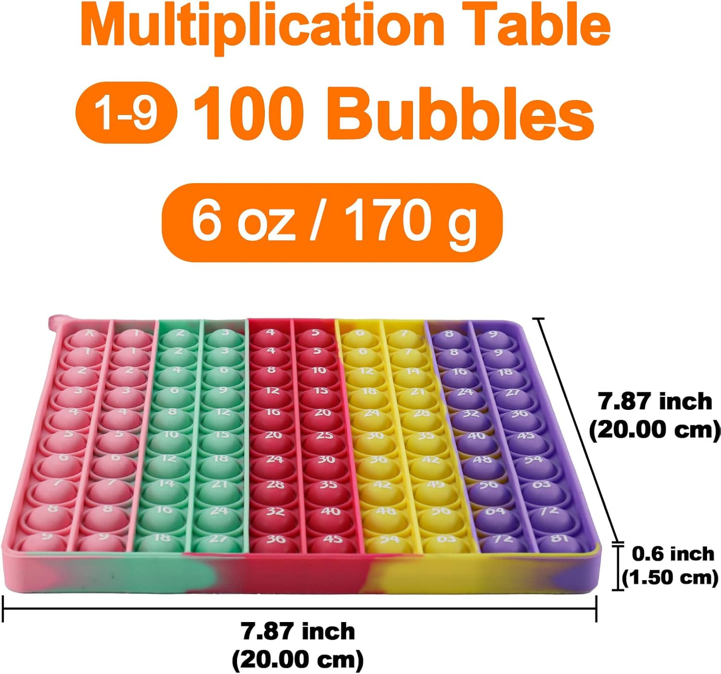 Multiplication Chart Math Games Pop Fidget Toys Math Manipulatives Times Table Chart Popper Board Stress Reliever Gift for Kids Popping Game to Practice Times Early Education(Macaron)