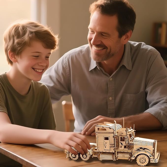 Kaptein 3D Wooden Puzzles for Adults & Teens – DIY Truck Model Kit to Build – Brain Teaser Craft – Birthday Gifts & Desk Decor