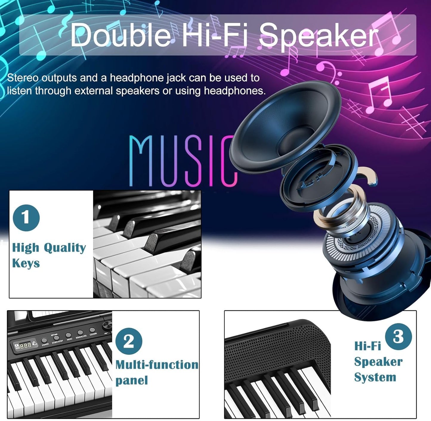 88 Key Digital Piano, Semi Weighted Electronic Keyboard Piano with Music Stand, Power Supply, Sustain Pedal, Stand, Bluetooth, MIDI, for Beginner Professional at Home, Stage