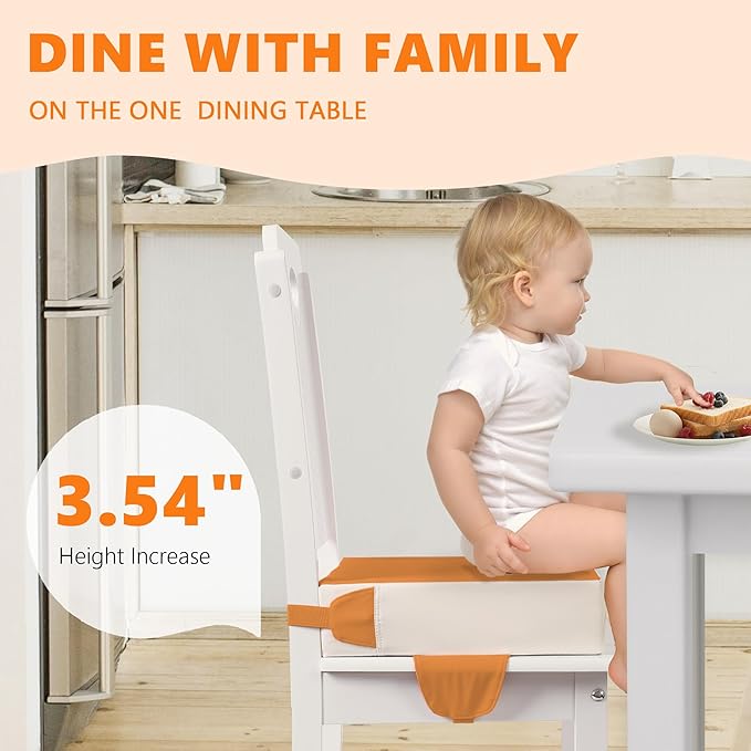 Booster Seat for Kitchen Chair with Adjustable Straps, Toddler Booster Seats for Dining Table Portable for Travel Camping Eating, Booster Cushion for Table for Baby Child Infant Kid Boy Girl