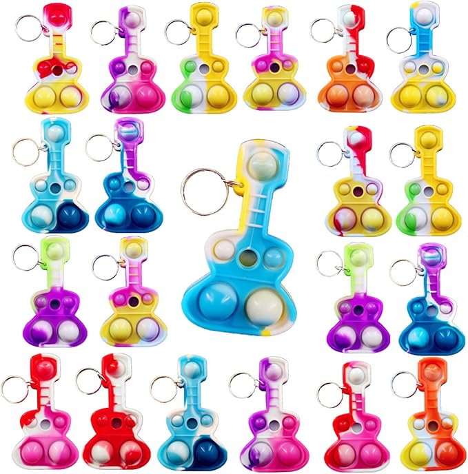 (Students Birthday Gifts and Party Favors) 30 Packs Guitar Bulk Mini Pop for Adult Kids,Cool Shape Sensory Small Bubble Fidget Classroom Supplies