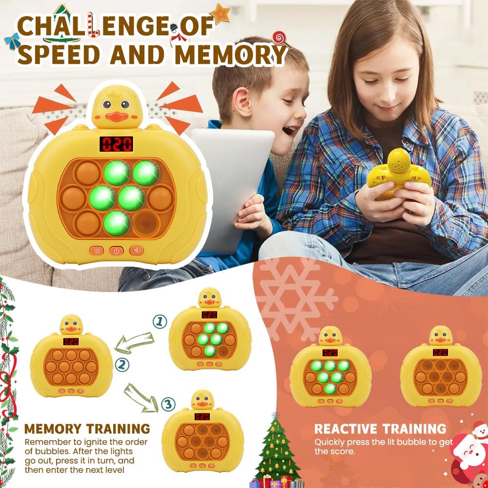 Upgraded Quick Push Pop Toy Fast Push Bubble Fidget Toys & Light up Pop it Game, Handheld Puzzle Sensory Games Toy, for Kids Boys Girls Teens Ideal Party Favors