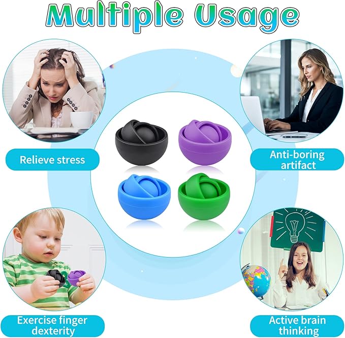 Fidget Toy for Adults, 4PC Fidget Spinner for Teens, Gift Ideas for 8-12 Boys Girls Kids, ADHD Autism Stress Relief Finger Toy
