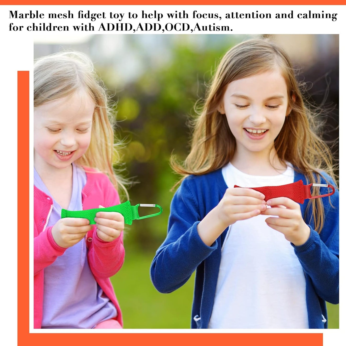 Kathfly 20 Pieces Fidget Marble Mesh Fidget Toy with Buckle Colorful Fidgets Sensory Marble Fidget for Stress Relieve Adults Office, 5 Colors