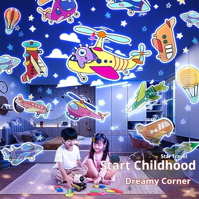 Kids Cartoon Projector Lamp, Story Projector for Kid, 12 Slides+360° Rotation Silent Kids Night Light, Christmas Birthdays Gifts, Unique Stylish Projectors Lamp with Cartoon Images