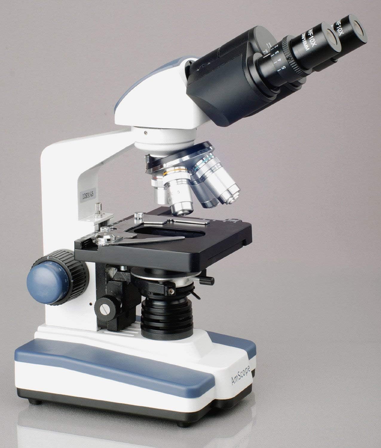 AmScope B120C-WM Siedentopf Binocular Compound Microscope, 40X-2500X Magnification, Brightfield, LED Illumination, Abbe Condenser, Double-Layer Mechanical Stage, Includes Book
