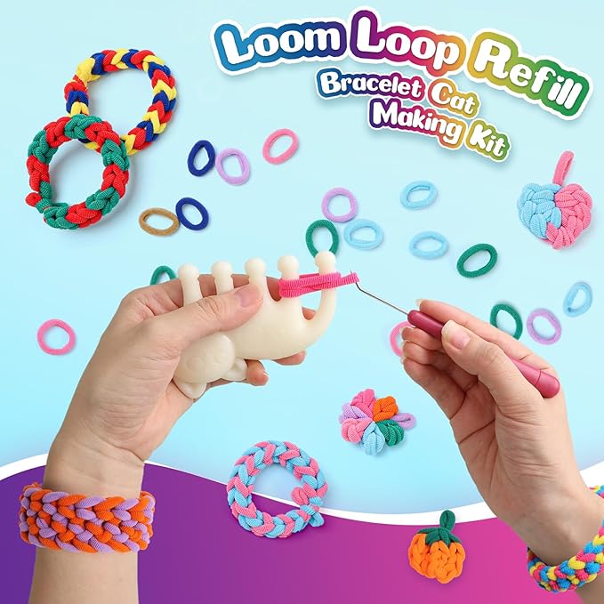 DDAI Bracelet Making Toys Refill Loops Elastic Cloth Band - Arts and Crafts Kit for Kids Weaving Loom Bracelets Kit 1000+ Colorful Fabric Loops - Birthday Gift for Girls Boys 6 7 8-12 Years Old