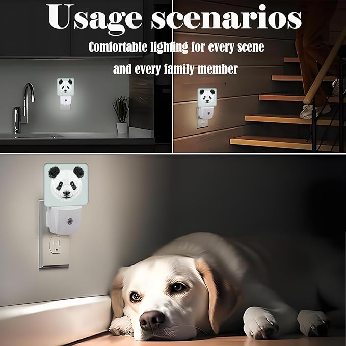 Panda Cute Face Night Light,Plug Into Wall Decor for Stairway,Hallway,Kitchen,Dusk to Dawn Sensor Nightlights for Boys/Girls/Women/Men Room Gifts
