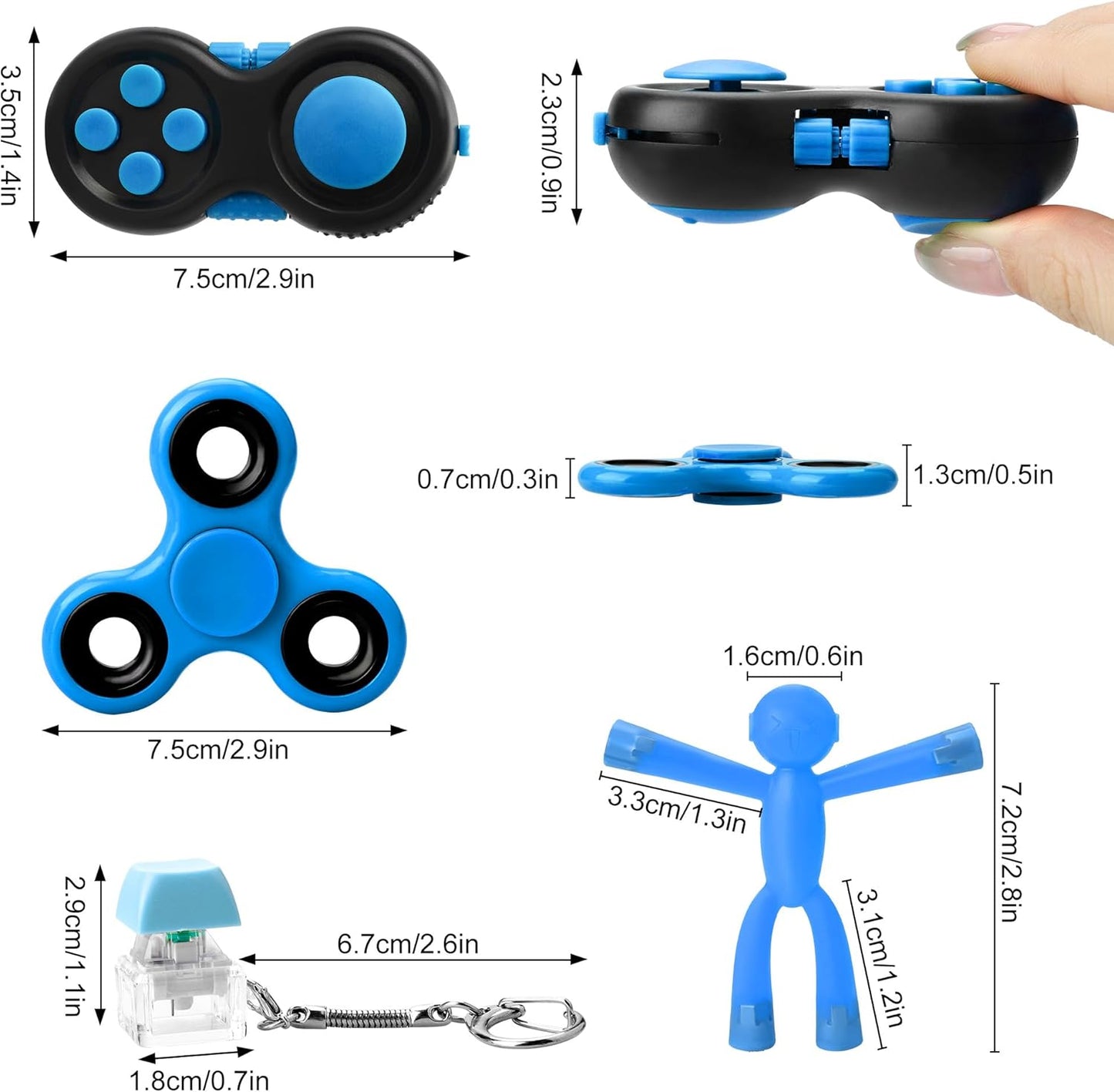 Fidget Toys Adults, Fidget Toys Kids, Easter Basket Stuffers Autism Toys Kids, Toddler Plane Activities, Classroom Prizes Elementary (Blue)