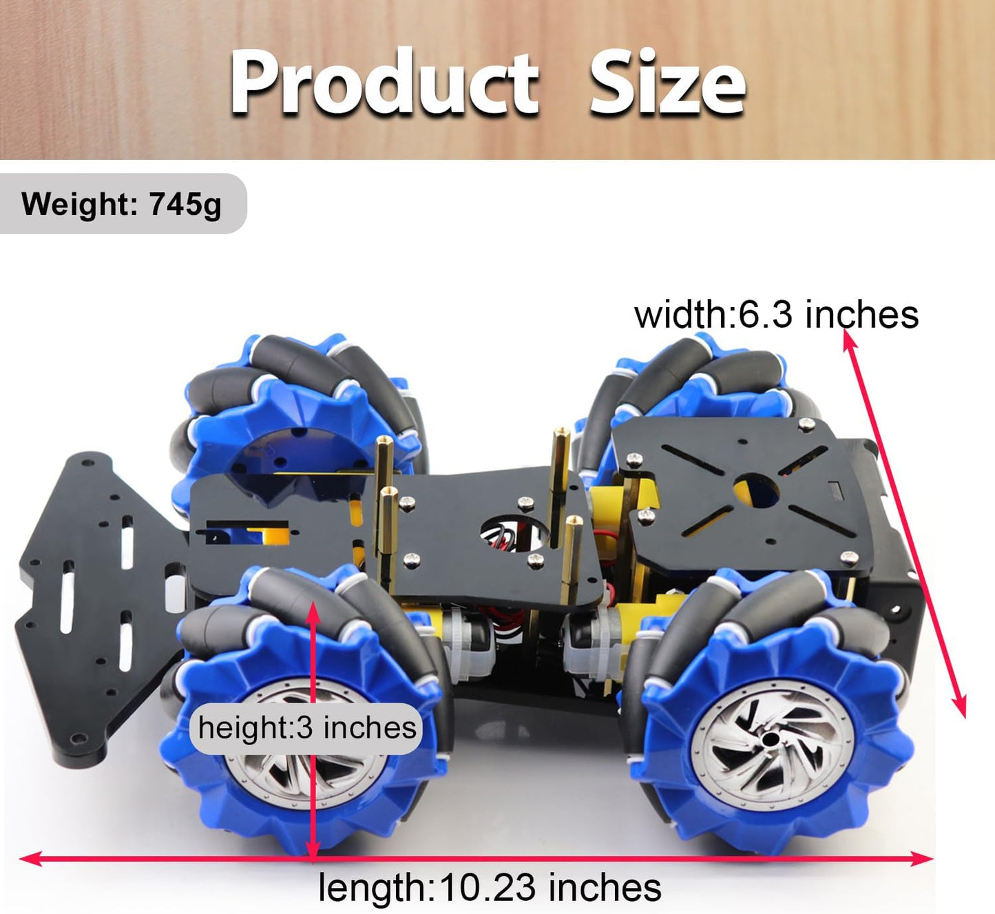 4WD Mecanum Wheel Smart Car Robot Chassis for Arduino R3 R4/ Leonardo/Raspberry Pi 5/4B/3B+/3B/2B/1B+ Projects with TT Motor, DIY Robot Building Base Kit for Teens & Adults
