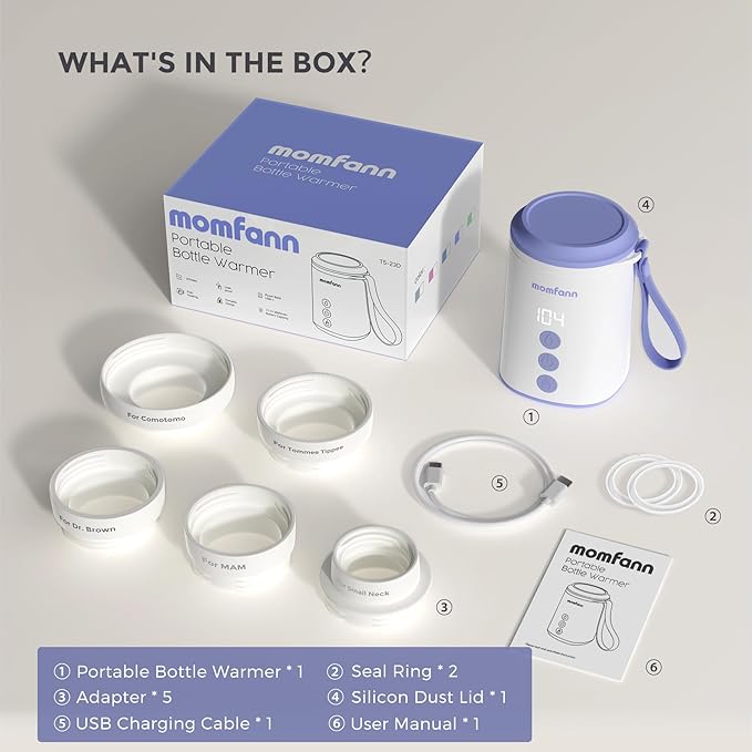 Portable Bottle Warmer Travel Baby Bottle Warmer for Breastmilk On The Go Travel Bottle Warmer Leak-Proof 2 Modes Fast Heating Three 3800mAH Battery Capacity to Meet Your All-Day Needs