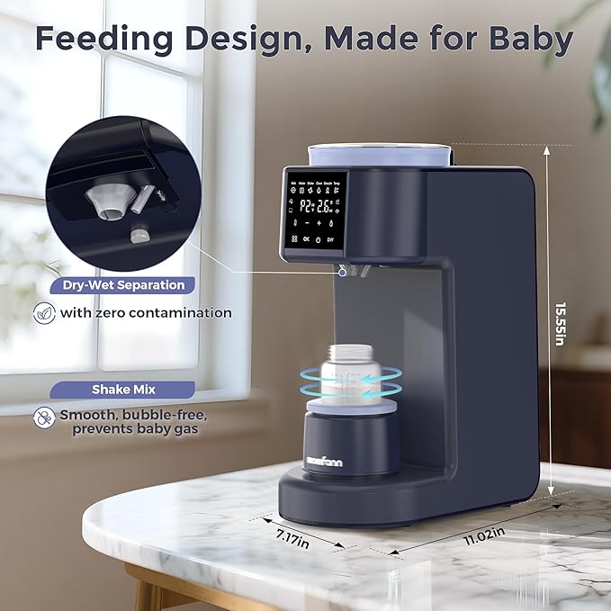 Formula Dispenser Machine, 2-Minute Quick Mix Baby Formula Maker, One-Touch Automatic Milk Maker, 3 Formula Temps + 4 Hot Water Choice, 2L Tank & Sealed Powder Container for Clump-Free Formula