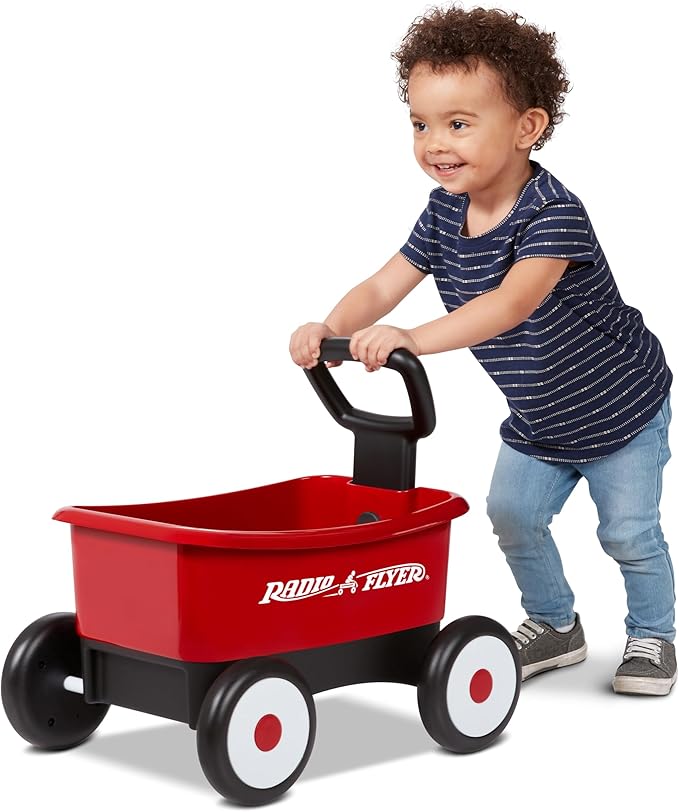 Baby Walker Wagon, Baby Toy Cart, Wagon for Kids, Toddler Toys 1-2, Radio Flyer Push & Pull Walker, Red, for Ages 1-4 Years