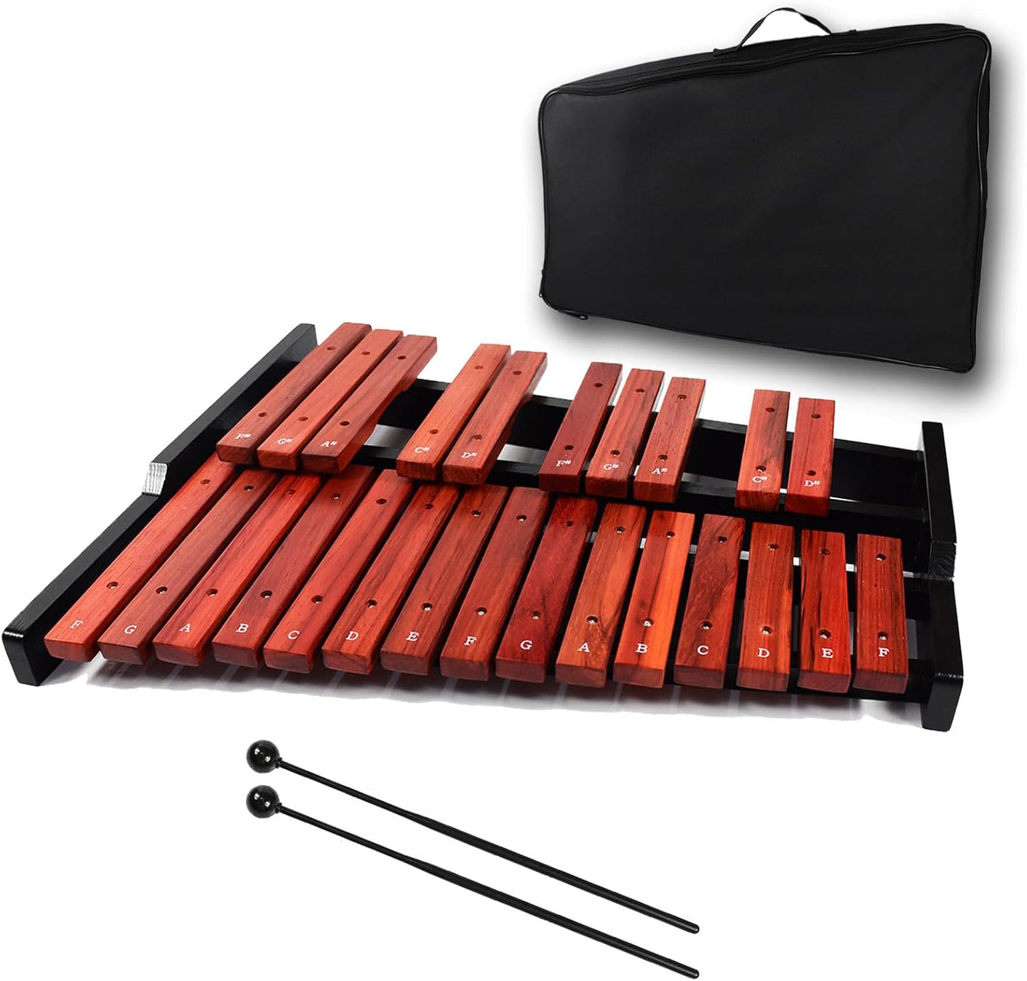 ENNBOM 25 Key Wooden Glockenspiel Portable Xylophone Professional Percussion Instrument with Mallets and Carrying Bag