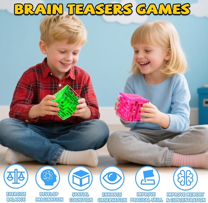 12 Pack Money Maze Puzzle Gift Box, 3D Puzzle Boxes Toy for Cash Gift - Maze Magic Cube Toy Brain Teasers for Kids Adults Birthday Party Favors Easter Basket Fillers