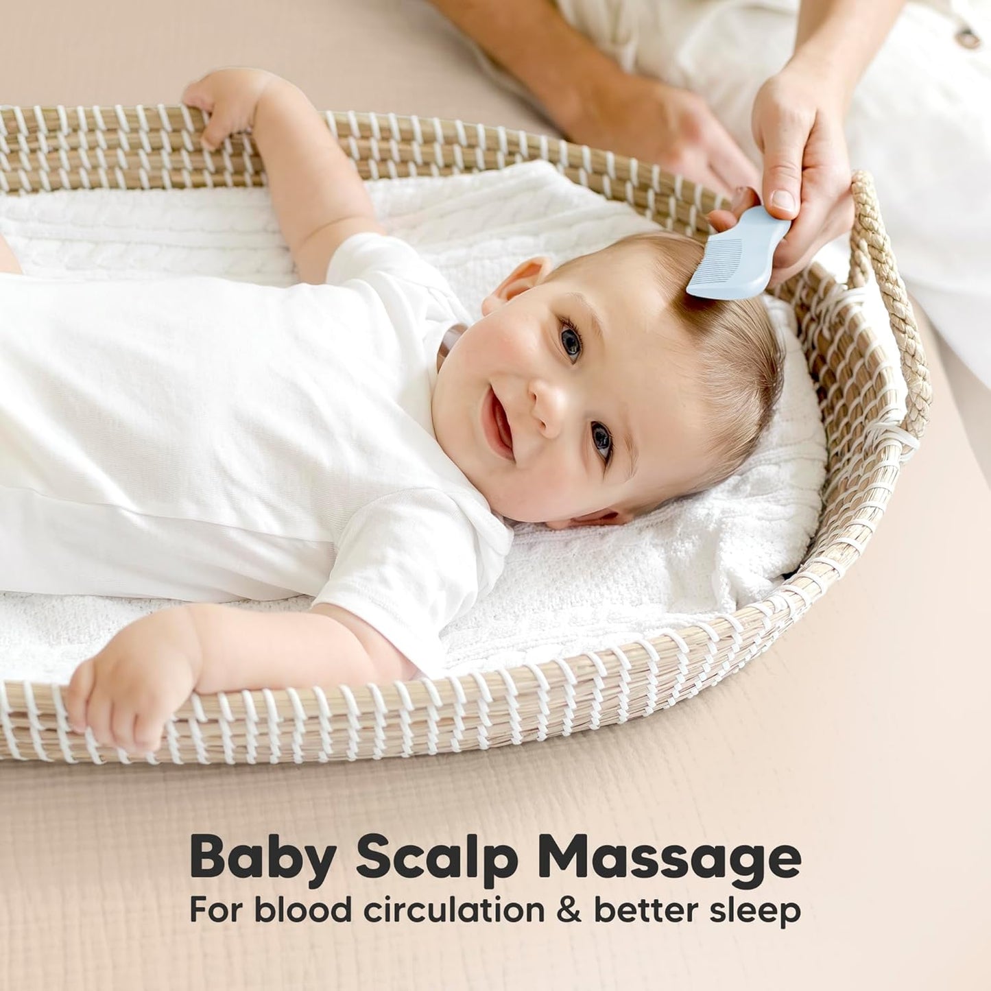 Baby Hair Brush and Comb Set for Newborn - Wooden Baby Hair Brush Set with Soft Goat Bristle, Baby Brush Set for Newborns, Baby Brush and Comb Set Girl, Boy, Toddler Cradle Cap Brush (Oval, Frost)