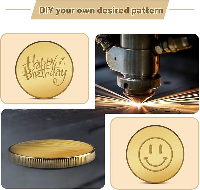 10PCS Brass Coin Blanks, 40×40×3mm Blank Challenge Coins with Acrylic Protection Box, Multipurpose Coin Blanks for Laser Engraving, Creative DIY, Travel Commemorative Collection, Bulk Craft Supplies