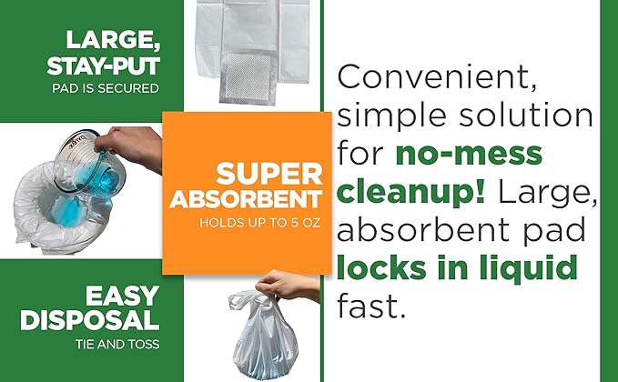 Pail Buddies 60 Refill Potty Bags: Absorbent, Disposable Liners Compatible with OXO Tot 2-in-1 Go Potty | Strong, Leak-Proof Bags Fits Most Travel Potties, Potty Chairs, Potty Seats & Portable Toilets