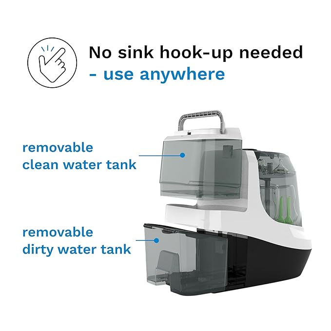 Baby Brezza Bottle Washer Pro - Baby Bottle Washer, Sterilizer + Dryer - All in One Machine Cleans Baby Essentials, Bottles + Pump Parts – Appliance Replaces Bottle Brushes & Drying Racks, Charcoal