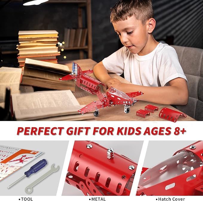 Lucky Doug STEM Building Projects Model Airplane Set - Building Toys for Kids Ages 8-12, Assembly Science Kit for Boys 7 8 9 10 11 Years Old